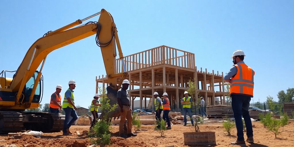 Construction site with Milton contractors working.