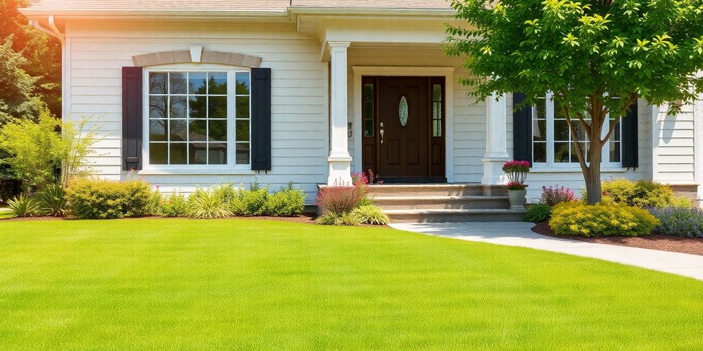 Renovated house exterior with green lawn.