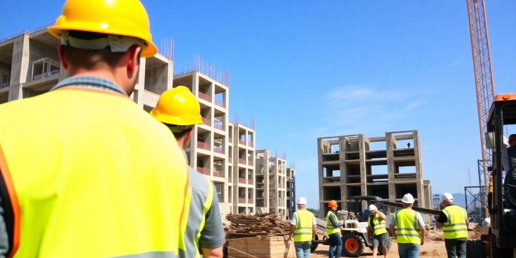 Construction site with workers