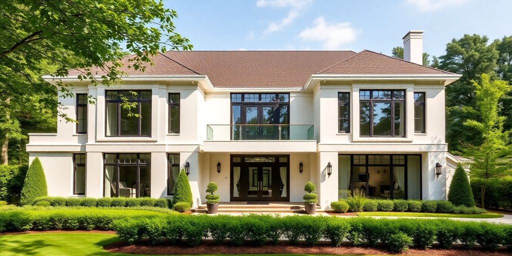 Luxurious Buckhead home with elegant landscaping.