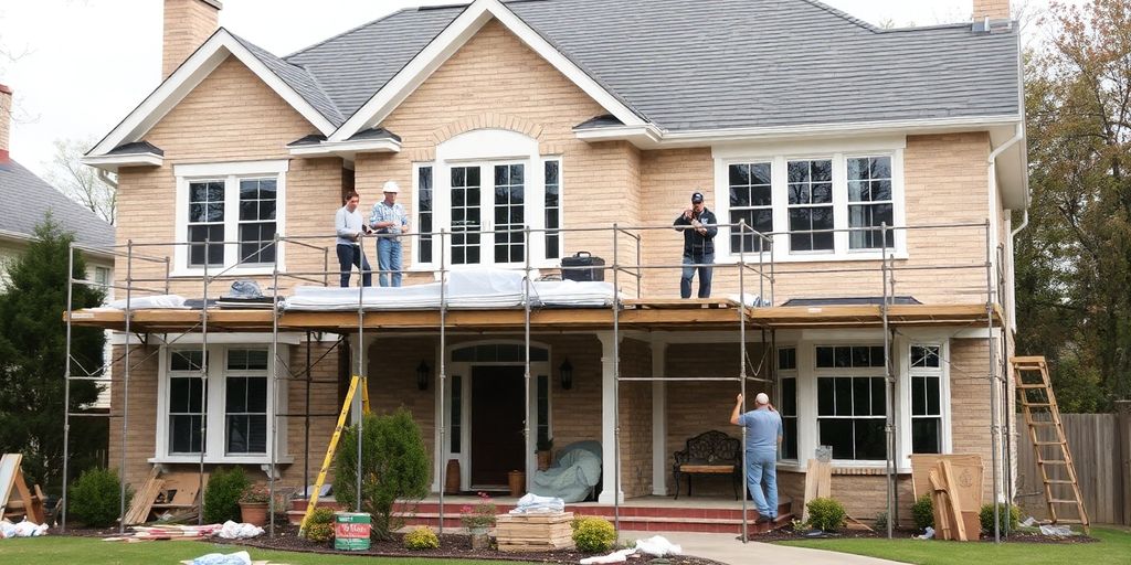 Buckhead home exterior with renovation in progress.