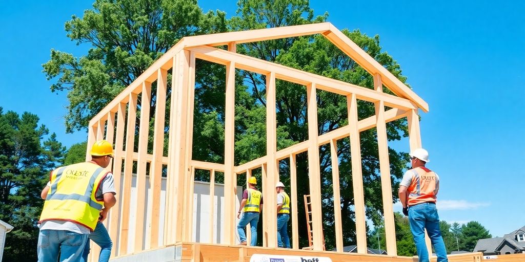 Construction crew working on a new home.