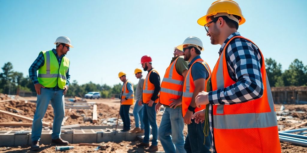 Construction crew on site, Georgia setting.