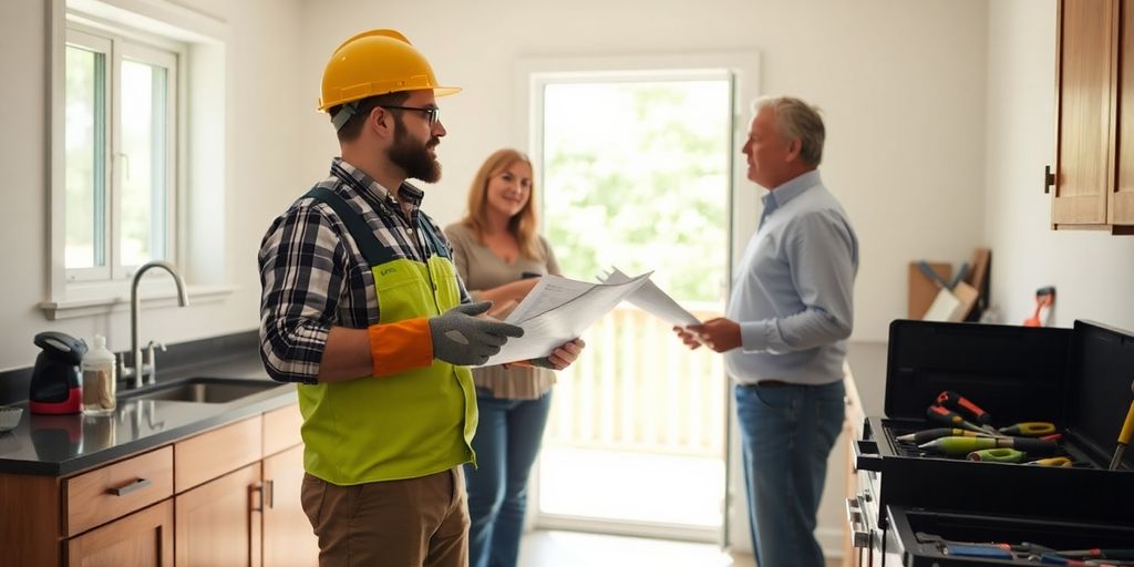 Contractor talking to homeowner