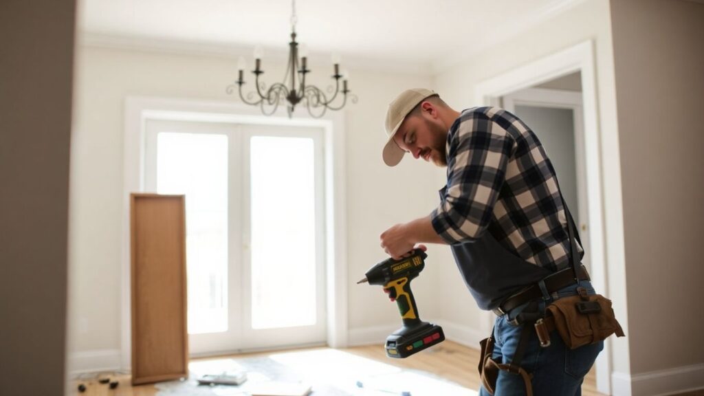 Contractor remodeling a home in Smyrna with tools.
