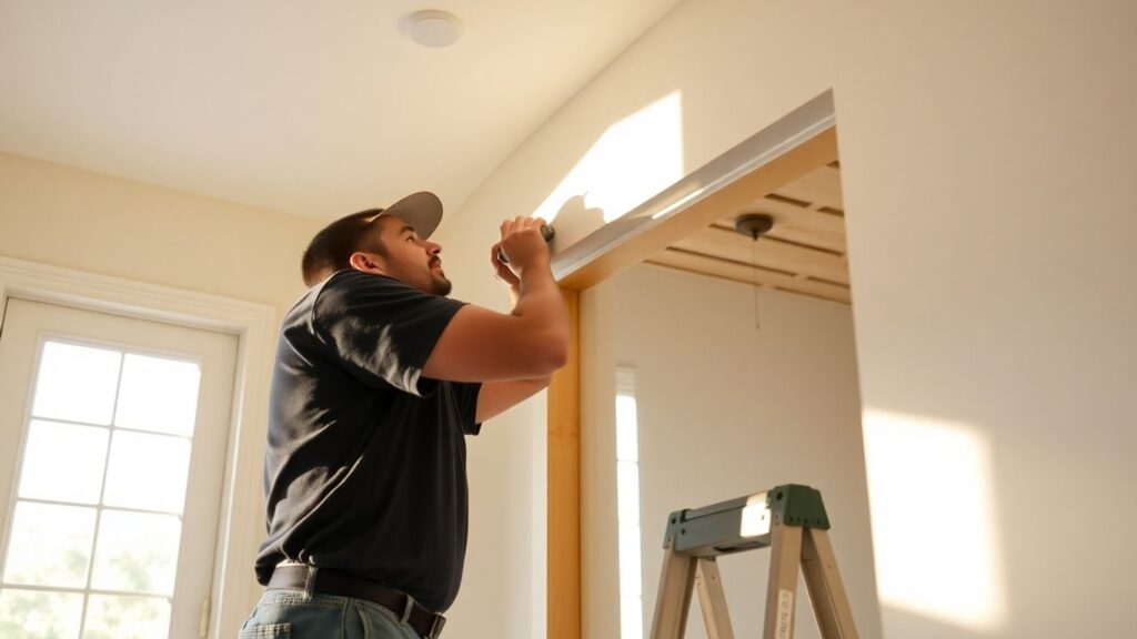 Contractor remodeling a Chastain Park home with new fixtures.