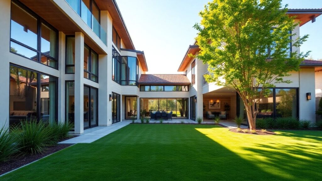 Luxury Chastain Park custom home exterior with green lawn.