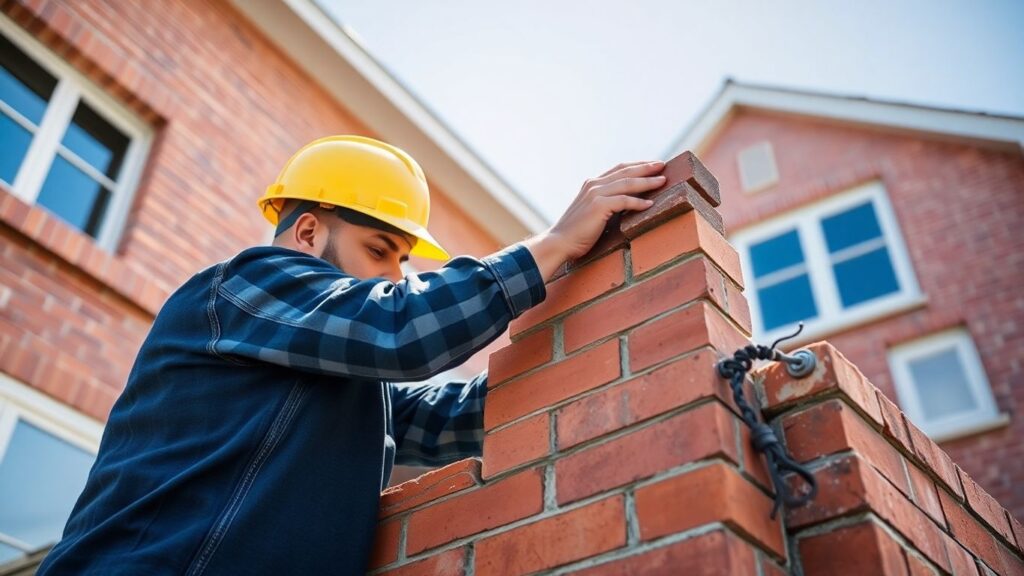 Construction worker building a house