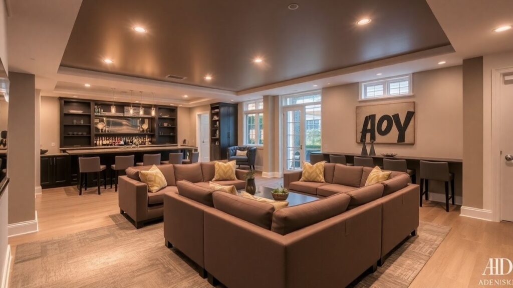 Remodeled Ansley Park basement living space.