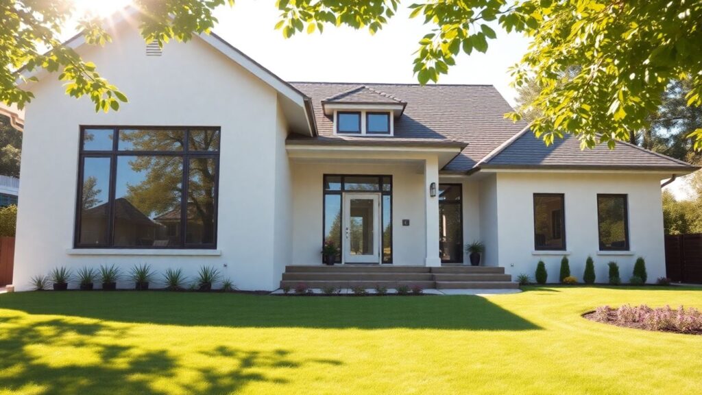 Renovated Vinings house exterior with sunlight.