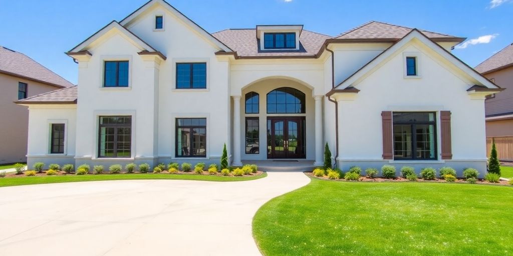 Beautiful custom home exterior with welcoming porch.