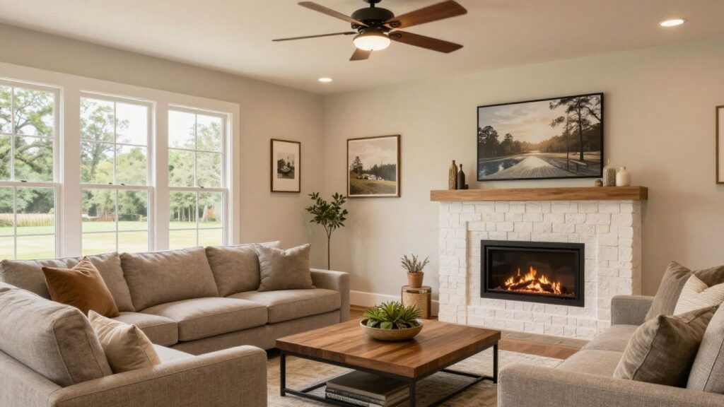 Finished basement in a Georgia home.