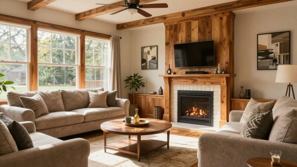 Finished basement living space in a Georgia home.