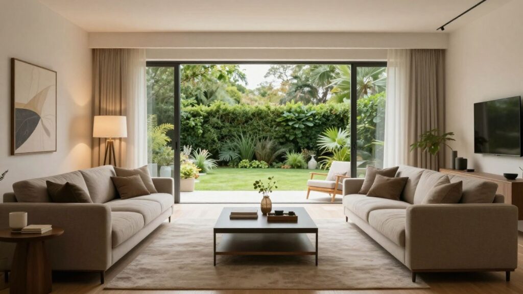 Modern living room renovation in Berkeley Lake, Georgia.