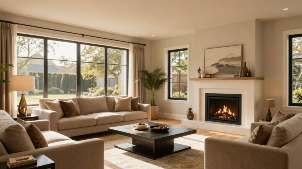 Modern living room after a full house remodel.