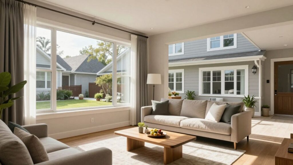 Modern in-law suite addition on a suburban home.
