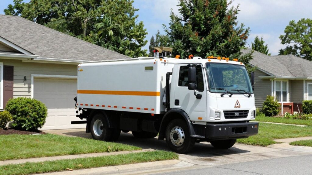 Berkeley Lake water extraction service truck at a home.