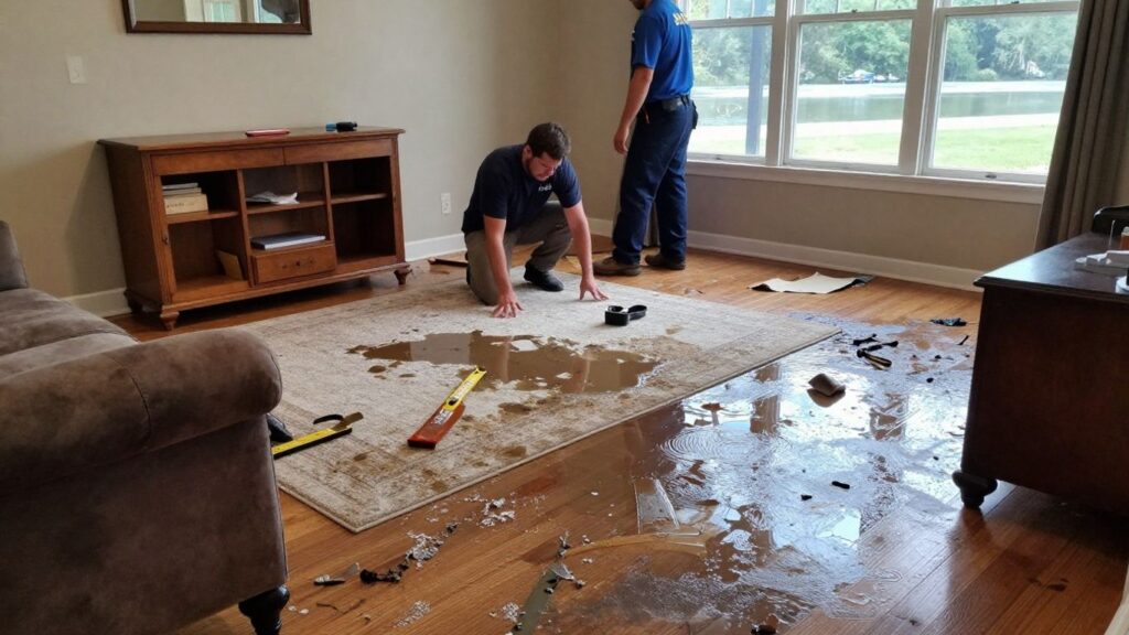 Water damage repair in a Berkeley Lake home.