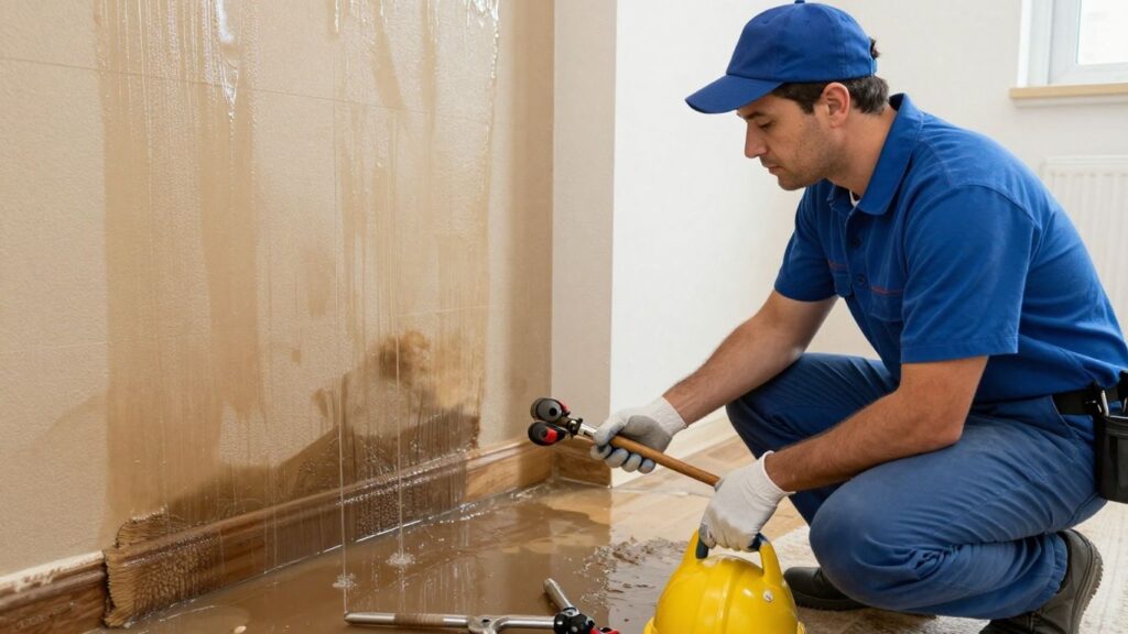 Water damage restoration in a Berkeley Lake home.