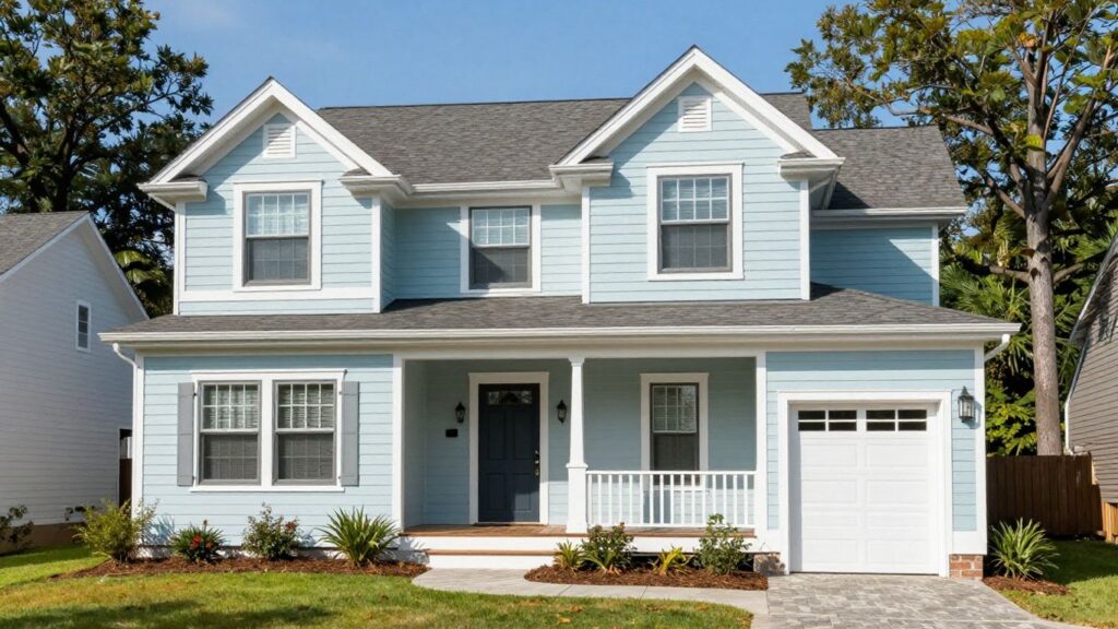 Expertly painted house exterior in Berkeley Lake, Georgia.